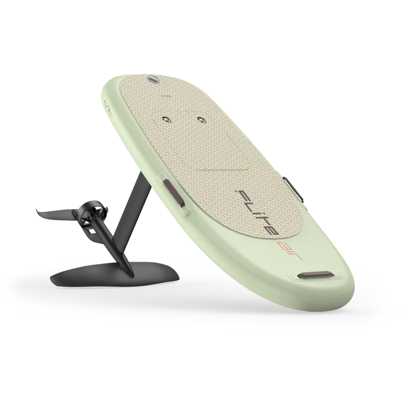Fliteboard_FliteAIR_Model_Carousel_1024x1024_51567973-3ae9-4999-a4d2-92faf97da6e4.png A white paddle board sitting on top of a stand up paddle board.